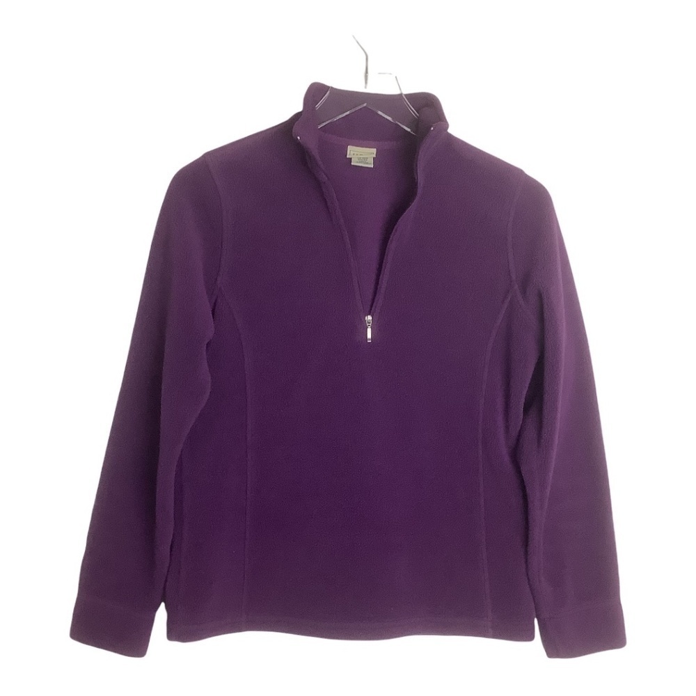 L.L.Bean Women Fleece Sweater‎ Jacket Sz XS Quarter Zip Burgundy Purple Polartec